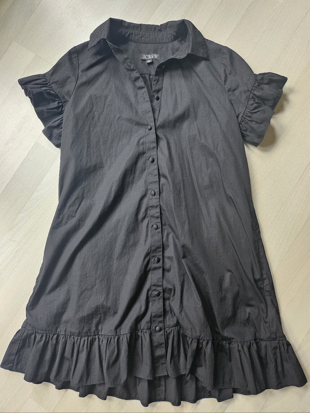J Crew Black Ruffle Dress